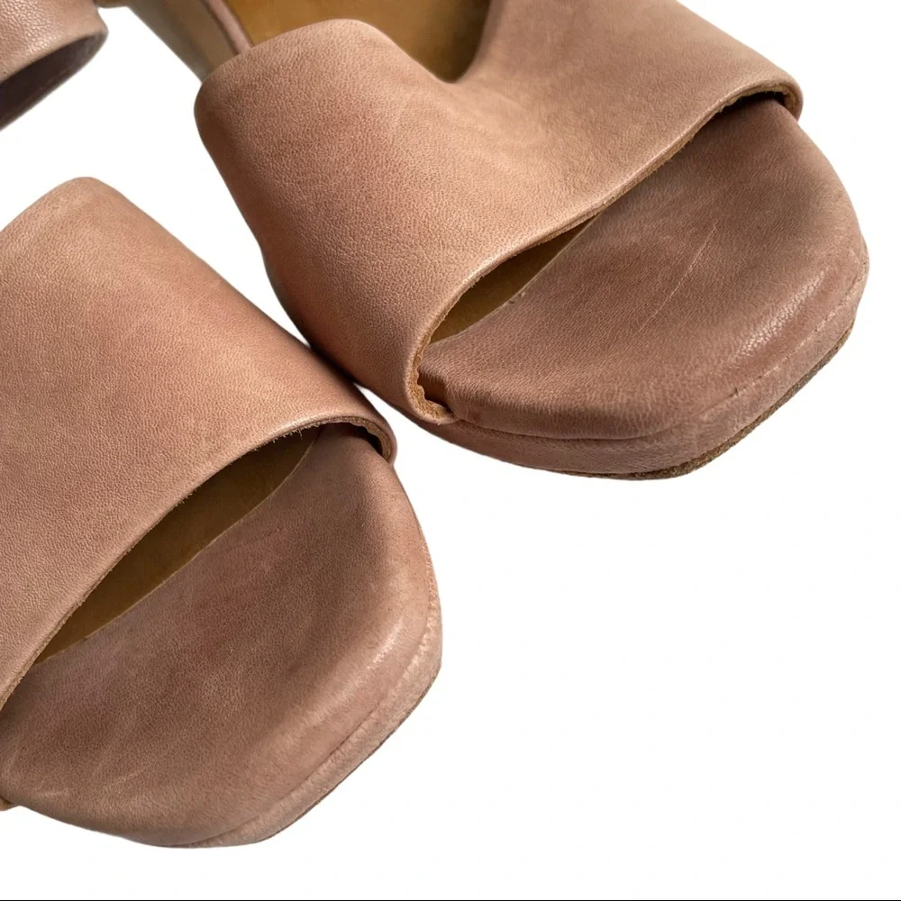 COCLICO Mauve Pink Suede Cutout Platform Sandal Heels